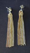 Pair of jewel colour silver earrings