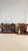 Group of tobacco pipes and two wooden pipe racks