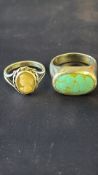 Silver cameo ring & silver ring set with turquoise