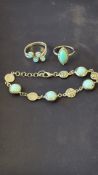 925 silver & Opal ring, white metal & gemstone bra