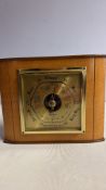 English timber-cased brass dial aneroid barometer
