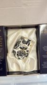 Royal crown derby boxed cat misty with gold stoppe
