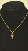 9ct Gold chain & religious symbol pendant Weight 4