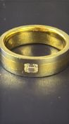 18ct Gold gents ring set with baguette diamond, di