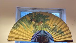 Hand-painted peacock wall fan