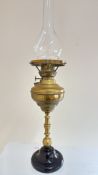 Brass column oil lamp