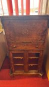 Victorian burr walnut inlaid secretaire cabinet