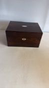 Victorian rosewood dressing box with mother-of-pearl escutcheon