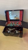 Jewellery box & costume jewellery contents