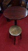 Pair of mahogany occasional table and elm stool