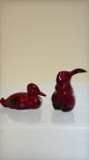 2 Royal Doulton flambe animals rabbit & duck