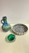 Group of three decorative ceramics and glass