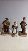 Set of 3 earthenware character figurines