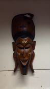 Carved African wooden mask
