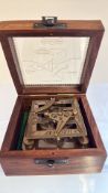 Boxed brass sundial compass