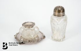 Silver and Cut Glass Ink Stand
