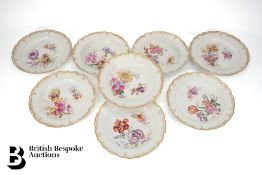 Six Berlin Hand Painted Floral Plates