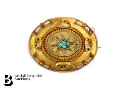 14/15ct Gold and Turquoise Brooch
