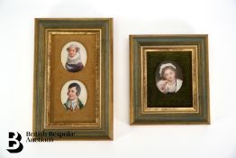 Three Painted Miniature Porcelain Plaques