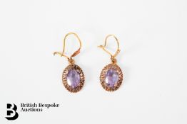 Pair of 9ct Gold and Amethyst Earrings