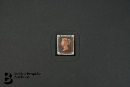 1d Black with Four Margins and red Maltese Cross