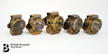 Five Brass Joseph Lucas Oil Bicycle Lamps