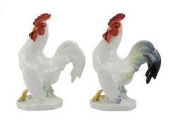 Pair of Herend Porcelain Cockerels