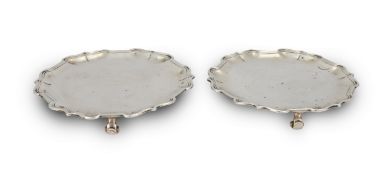 Pair of George II Silver Card Trays