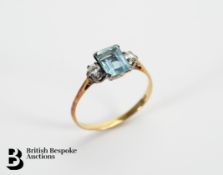 18ct Diamond and Aquamarine Ring