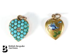 15ct Gold Turquoise and Diamond Pendant