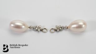 Pair of Diamond and Pearl Earrings