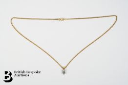 18ct Yellow & White Gold Emerald Cut Single Stone Diamond Pendant 0.73ct