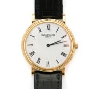 18ct Gold Patek Phillipe Calatrava Skeleton Back Wrist Watch 2004