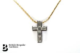 18ct White Gold Diamond Cross Pendant and Chain