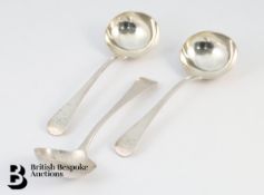 Three Silver Georgian Sauce Ladles