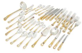 12 Place Carrs, Sheffield Canteen of Partial Gold Silver Plated Coburg Pattern Cutlery