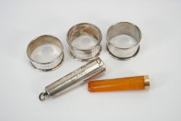 Amber 15ct Gold and Silver Cigarette Holder