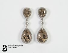Diamond and Smoky Quartz Earrings