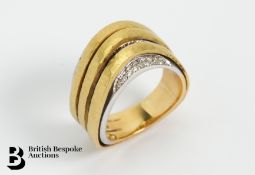 18ct Yellow & White Gold & Diamond Wave Ring