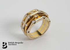 18ct Yellow & White Gold Diamond Bamboo Ring