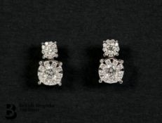 18ct White Gold Diamond Cluster Earrings