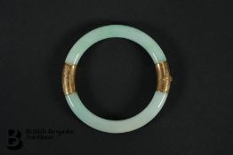 18ct Yellow Gold and Jade Bangle