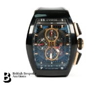 Gentleman's Cvstos Challenge GT Black Steel Skeleton Dial Wrist Watch