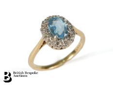 18ct Yellow Gold Aquamarine and Diamond Ring