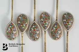 Set of Six Russian Silver-Gilt Spoons
