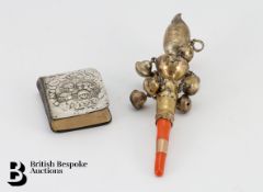 Victorian Silver Gilt and Coral Rattle/Teether