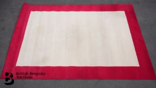 Large Contemporary Red and Beige Wool Carpet