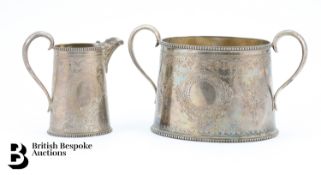 Regency Silver Sugar Bowl and Creamer
