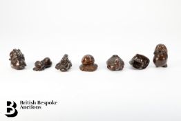 Collection of Wood Carved Japanese Netsuke