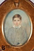 Portrait Miniature Watercolour of a Young Boy